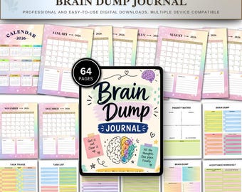 Diario para vaciar la mente, planificador para ordenar la mente, organizador para TDAH, cuaderno de trabajo para la claridad mental imprimible