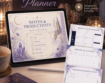 Grad School Digital Planner for GoodNotes | Hyperlinked Academic Planner, Thesis Capstone Research PDF