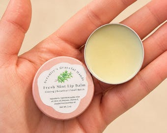 Frische Minze Lippenbalsam | Kühlender Lippenbalsam | Handgefertigte Natürliche Lippenpflege | Botanische Lippen Feuchtigkeitscreme | Kleine Charge Hautpflege