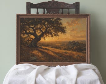 Texas Hill Country Wall Art | Live Oak Sunset Framed Print | Southern Home Gift