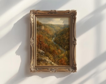 Driftless Area Wall Art | Autumn River Gorge Landscape Framed Print | Midwest Cabin Gift