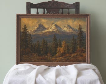 Three Sisters Oregon Mountain Print | Cascade Peaks Framed Wall Art | Pacific Northwest Landscape