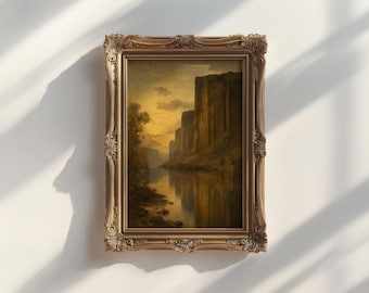 Columbia River Gorge Print | Basalt Cliffs Reflection at Dusk | Pacific Northwest Framed Wall Art