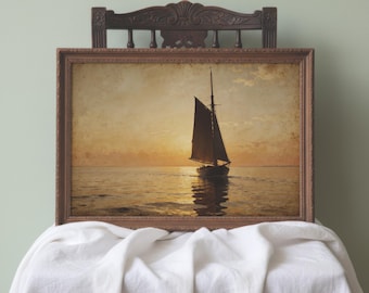 Chesapeake Bay Wall Art | Sailboat at Sunset Framed Print | Coastal Home Gift