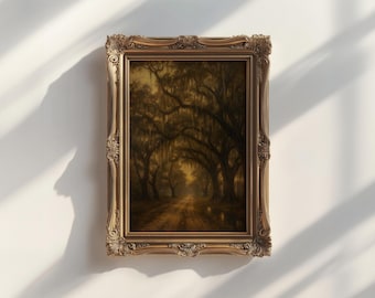 Lowcountry Wall Art | Live Oak Avenue Tonalist Framed Print | Southern Landscape Gift