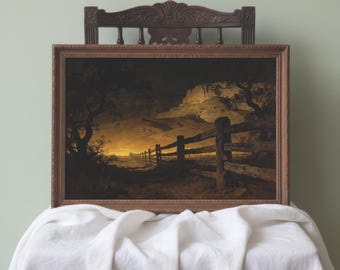 Texas Hill Country Framed Print | Dusk Ranch Fence Landscape | Western Housewarming Gift