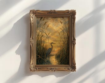 Outer Banks Wall Art | Heron Marsh Sunset Framed Print | Coastal Carolina Decor