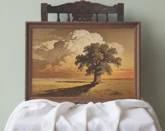 Lone Cottonwood Tree Framed Print | Great Plains Prairie Wall Art | Kansas Landscape Gift