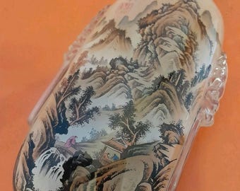 Unique máster piece chinese big snuff bottle tobacco painted inside glass signed luxury hand made art