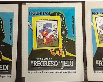 Lot X 3 envelopes unopened trading cards album Star Wars Jedi Returns 1984 Argentine edition original Lucas Film ltd
