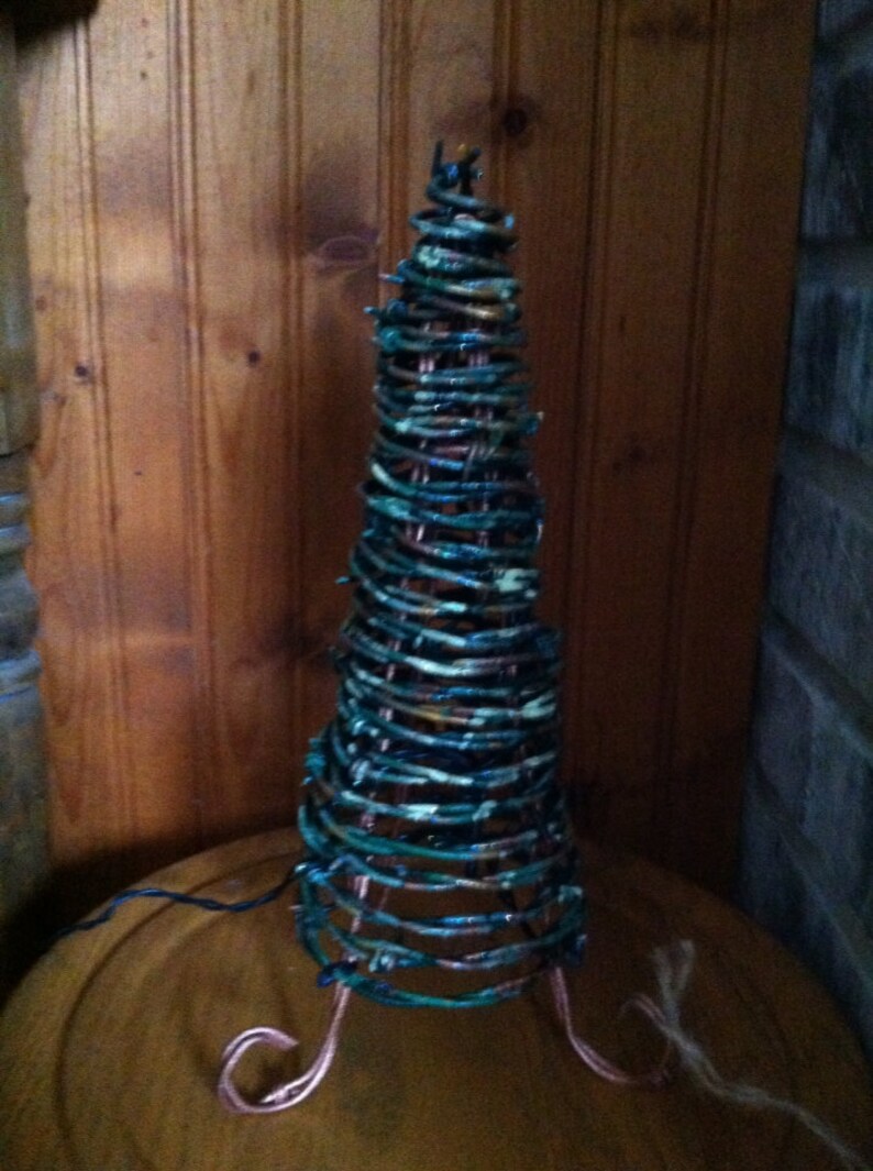 Barbed Wire Christmas Tree with lights | Etsy