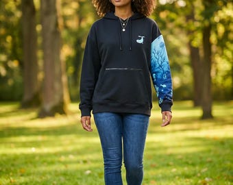 J-Listing “The Ocean Sleeve” Hoodie — Wear the Deep Asymetric Ocean Art Unisex Navy