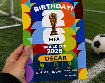 Soccer World Cup Birthday Invitation, Mexico Theme, Editable Canva Template (Digital Download)