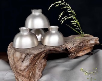 Taza de degustación de cerámica sin asa, mini taza de sake con acabado plateado, capacidad de 50 ml.