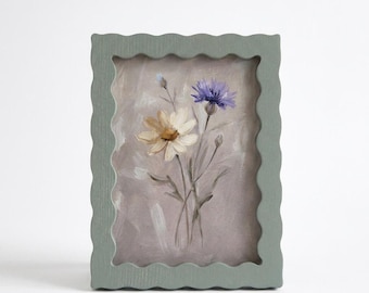 Sage Green Wavy Photo Frame, 4x6 Picture Frame, Botanical Tabletop Frame, Cottagecore Decor, Gift for Her