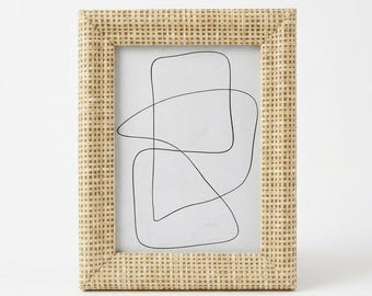 Woven Rattan Photo Frame, 5x7 Natural Picture Frame, Boho Tabletop Frame, Neutral Coastal Home Decor, Wedding Photo Frame