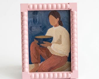 Pink Beaded Photo Frame, 5x7 Picture Frame, Soft Pink Tabletop Frame, Coquette Room Decor, Gift for Her