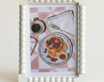 White Beaded Photo Frame, 5x7 Picture Frame, Cottage Kitchen Frame, Tabletop Frame, Breakfast Nook Decor, Gift for Her