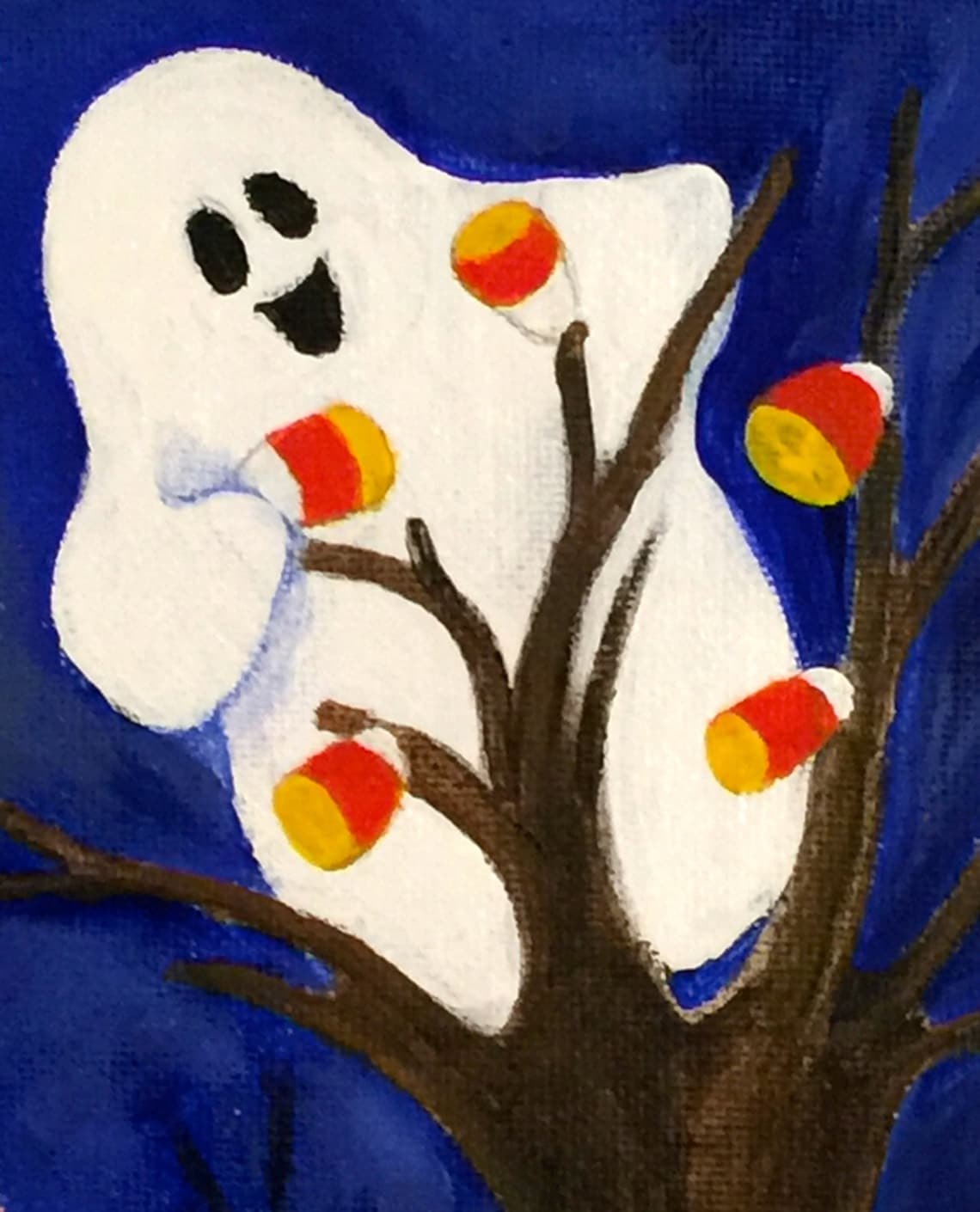 Ghosts Picking Candy Corn Halloween Original Painting Etsy