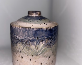 Bote de cerámica artesanal con tapa / Tarro de almacenamiento de cerámica / Para cocina o decoración
