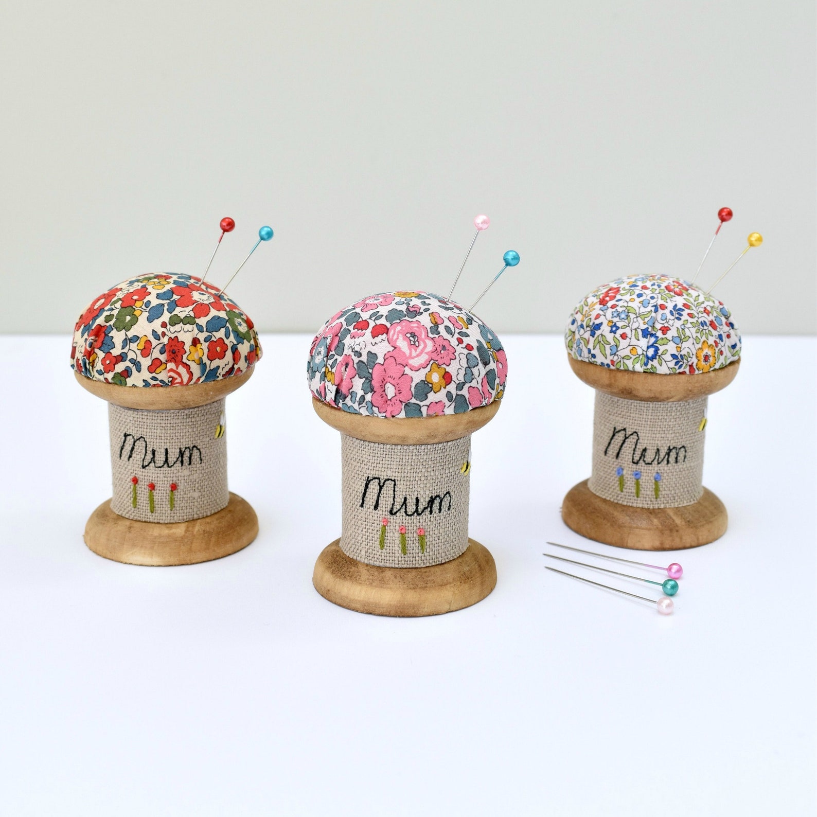 Mum Personalised Pincushion Personalized Pin Holder Wooden Etsy