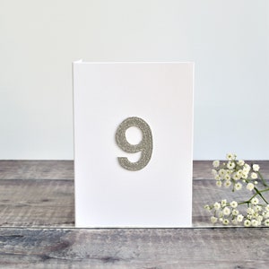 Carte du 9e anniversaire, carte de 9 ans, carte pour 9 ans, carte de neuf ans, carte du neuvième anniversaire de mariage, carte d'âge, carte en tissu Liberty