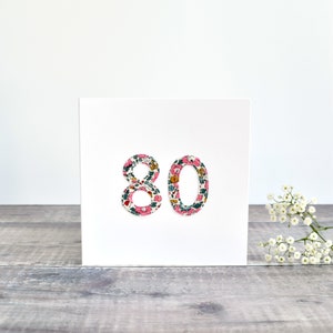 80er Geburtstagskarte, 80er Geburtstagskarte, Karte für 80-jährige, Geburtstagskarte achtzig, Geburtstagskarte achtzig, Geburtstagskarte achtzig, Liberty Stoffkarte