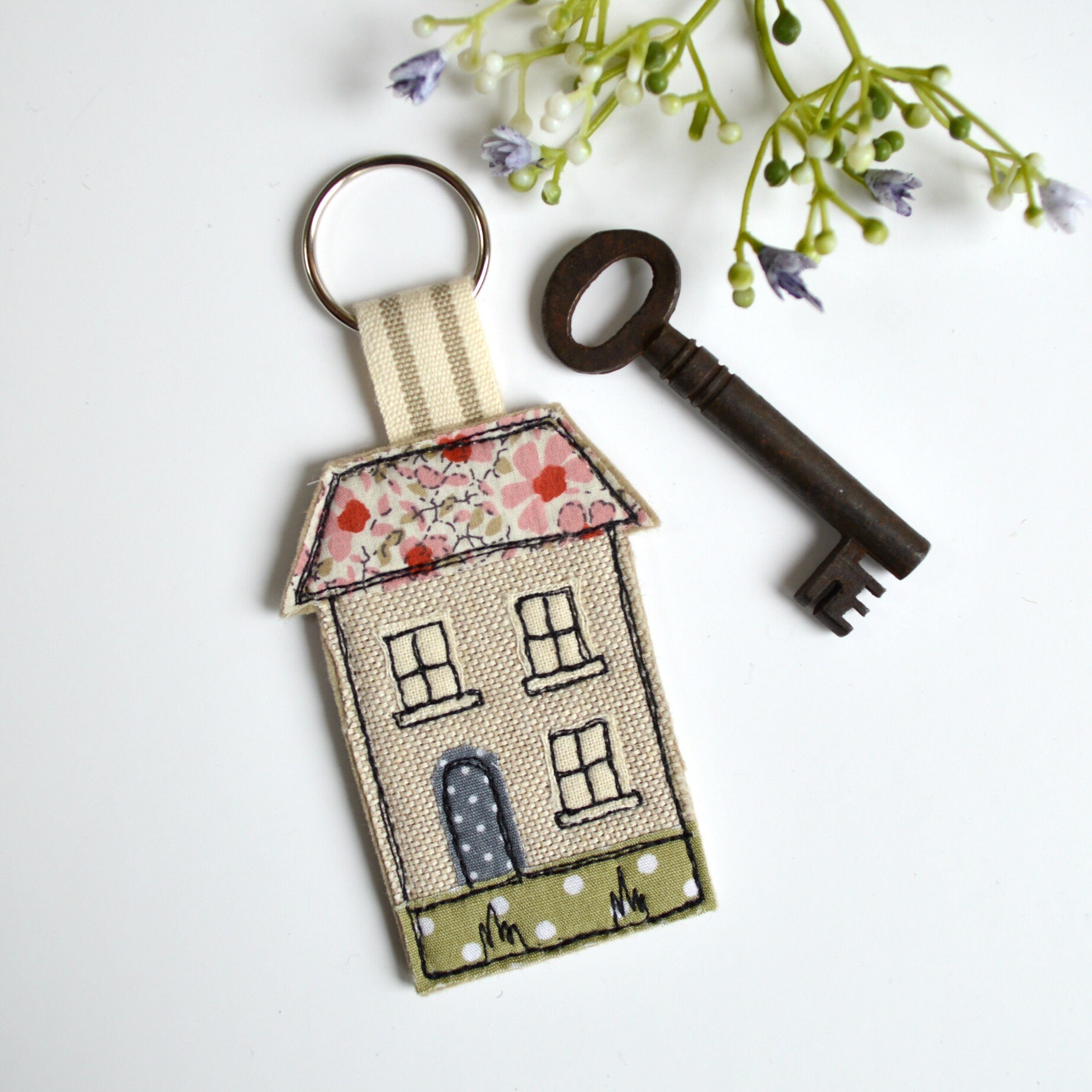 House keyring house warming gift house key fob fabric Etsy