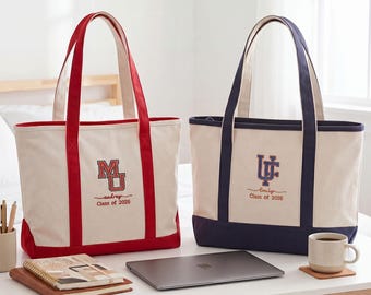 Bolsa Tote Universitária Personalizada, Bolsa de Lona com Logotipo da Universidade, Presente de Formatura da Turma de 2026, Bolsa Tote para Estudante Universitário, Bolsa para Demonstrar Orgulho da Universidade