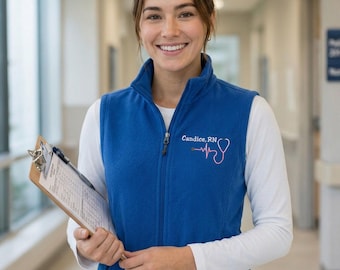 Colete de enfermeira bordado personalizado, colete softshell com nome personalizado, presente para profissionais da saúde.