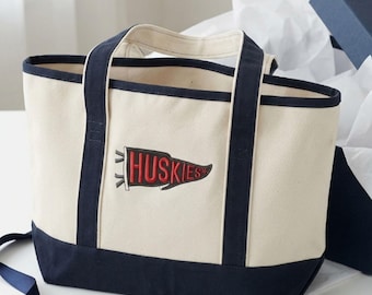 Bolsa Tote Personalizada com Flâmula Universitária Bordada - Bolsa Tote com Nome Personalizado, Presente para Estudante