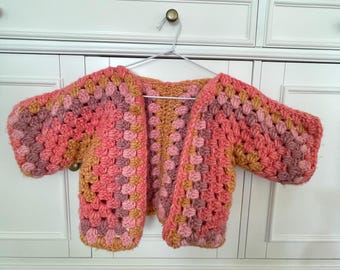 Cárdigan de ganchillo para niñas, hecho a medida, talla 6-8 años.