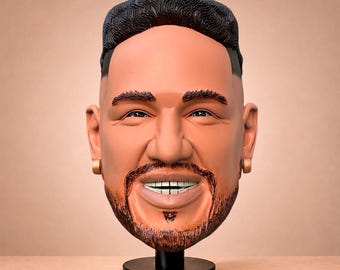 Neymar Junior Inspired Cabezon, Handmade Big Head Prop, Soccer Event Character