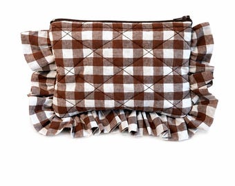 Custom Fabric & Embroidery Quilted Ruffle Pouch
