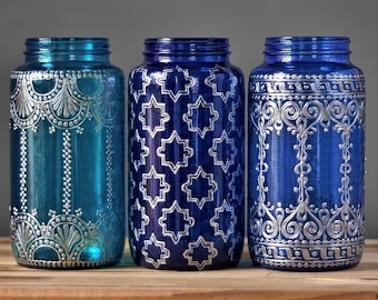 Boho Decoración de la boda Mason Jar Centros de mesa de la boda Linternas de boda Boho Linterna de vela Pieza central Votive Titular de velas