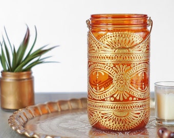 Henna Kerze Laterne Boho Dekor Mason Jar