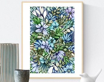 Succulent Watercolor Boho Art Print, Botanical Painting