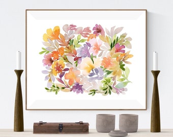 Loose Floral Painting, Boho Art Print, Eclectic Wall Art