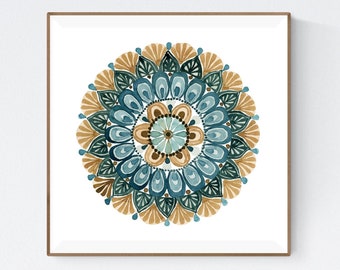 Yoga Studio Decor, Mindfulness Gift, Watercolor Mandala Painting