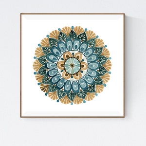 Yoga Studio Decor, Mindfulness Gift, Watercolor Mandala Painting