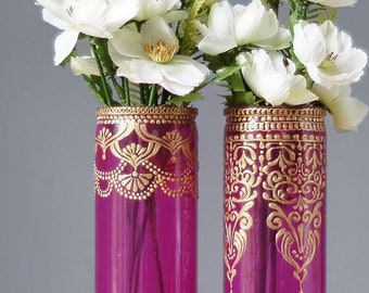 Bohemian Wedding Decor Bud Vase Set, Henna Wedding Centerpiece, Engagement Party Decorations