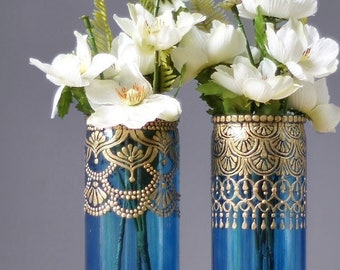 Mehndi Wedding Decor, Boho Wedding Centerpiece, Bohemian Engagement Party Decorations, Personalized Vase