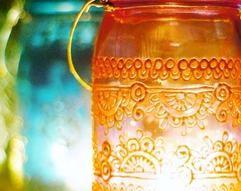 Hippie Candle Lantern Garden Mason Jar Lights Porch Decor Moroccan Lantern Henna Votive Candle Holder Boho Decor Hanging Lantern