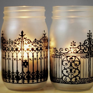 Gothic Home Decor Mason Jar Dekor Kerze Laterne Centerpiece Votiv Kerzenhalter Mason Jar Lights Mason Jar Centerpieces Teelichthalter Bild 1