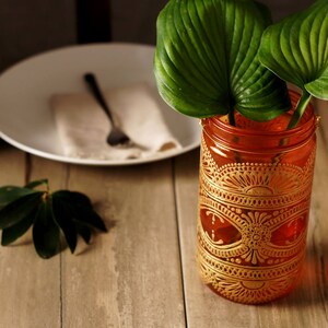 Henna Candle Lantern Bohemian Decor Mason Jar image 2