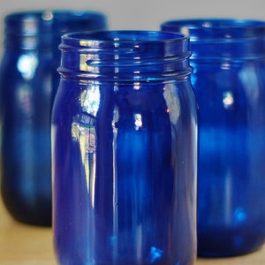 Cobalt Apothecary Jars Bathroom Vanity Makeup Brush Holder Makeup Organizer Bathroom Storage Makeup Vanity Canister Set Mason Jar Decor
