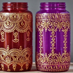 Henna Mason Jar Lykta, Boho Bröllopsdekoration, Personlig bild 4