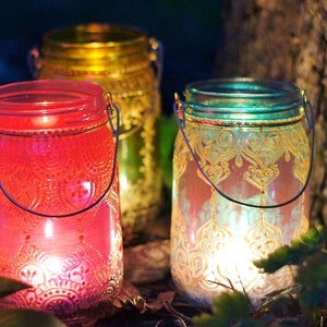 Mason Jar Centerpieces Mason Jar Decor Candle Lantern Centerpiece Hippie Decor Mason Jar Lights Moroccan Lantern Votive Candle Holder image 5