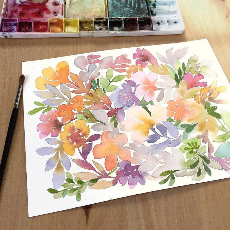 Lös blommålning, bohemiskt konsttryck, eklektisk väggkonst bild 8