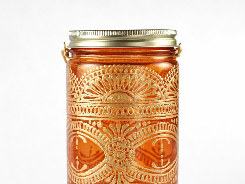 Henna Candle Lantern Bohemian Decor Mason Jar image 6